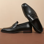 Mocassins penny homme à bout allongé