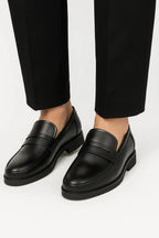 Mocassins penny homme à semelle crantée