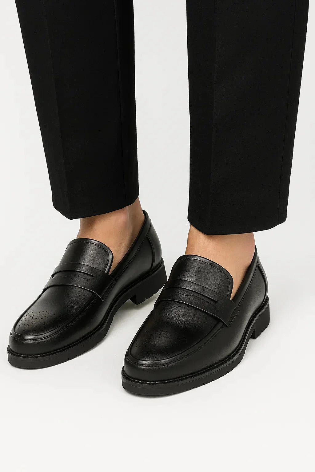 Mocassins penny homme à semelle crantée