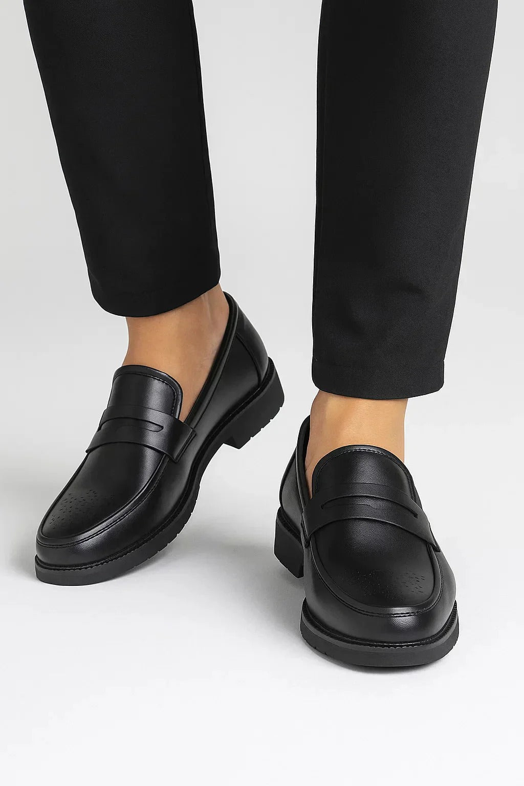 Mocassins penny homme à semelle crantée