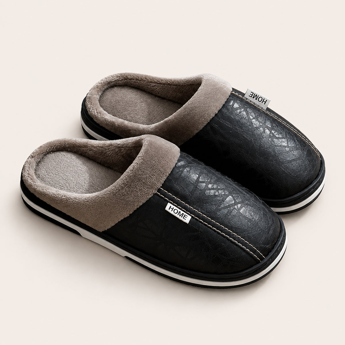 Mules homme cuir fourrées hiver