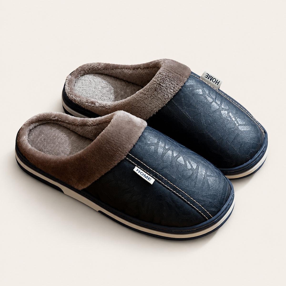 Mules homme cuir fourrées hiver