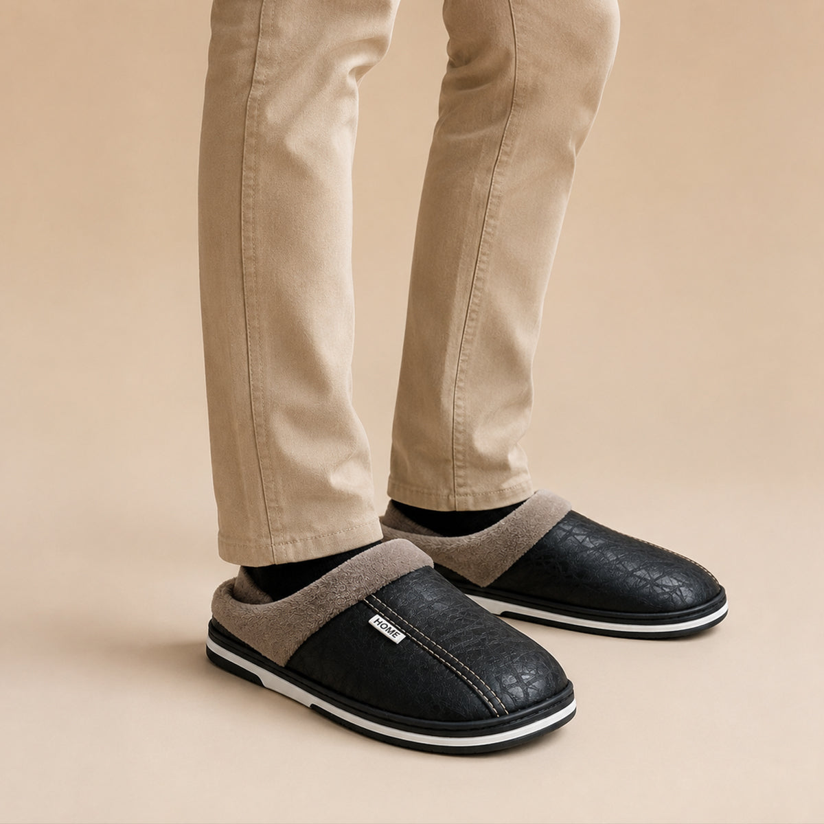 Mules homme cuir fourrées hiver