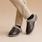 Mules homme cuir fourrées hiver