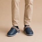 Mules homme cuir fourrées hiver