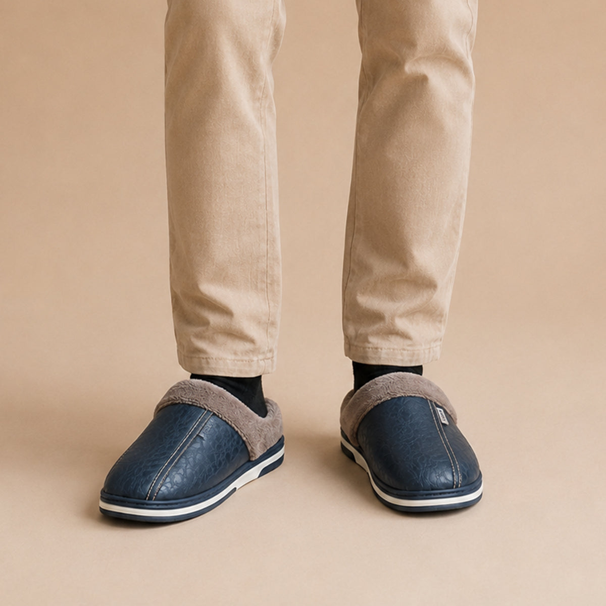 Mules homme cuir fourrées hiver