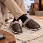 Mules homme cuir fourrées hiver