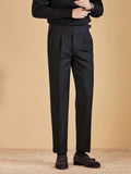 Pantalon droit à plis pour homme