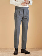 Pantalon droit à plis pour homme