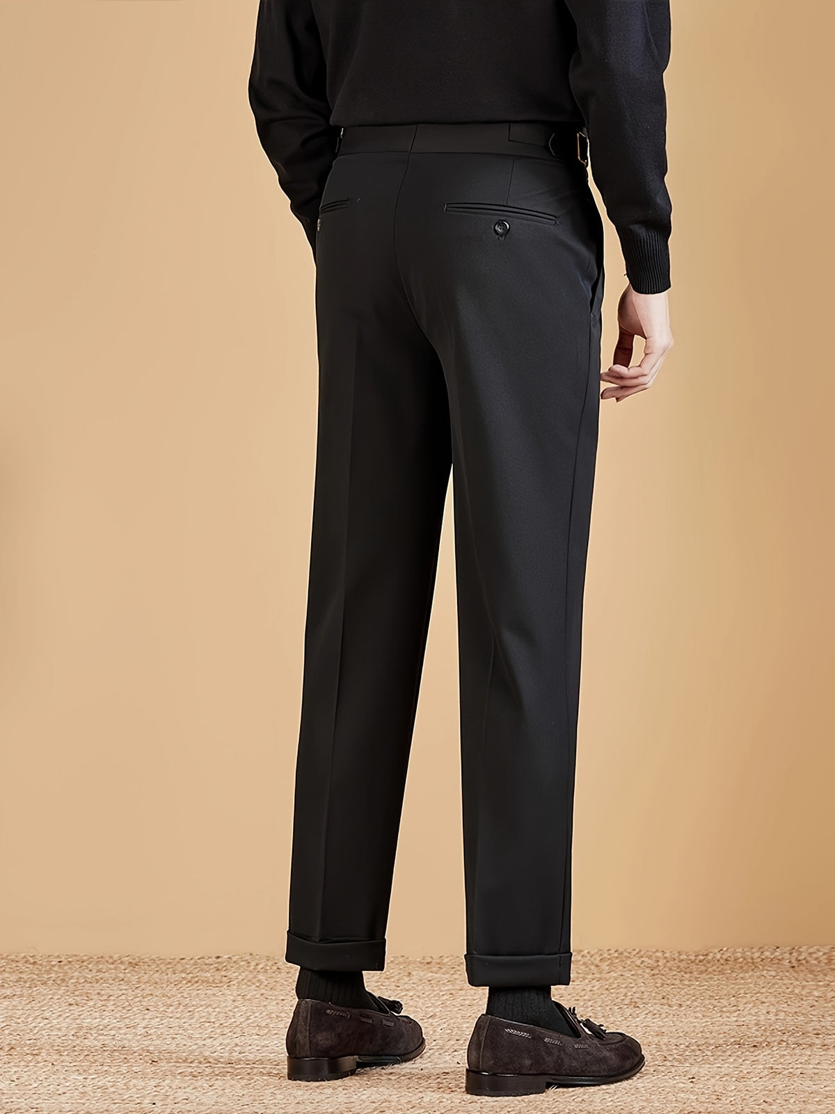 Pantalon droit à plis pour homme