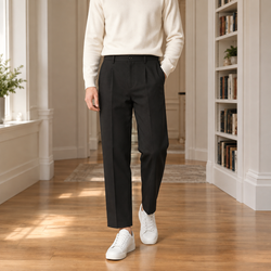 Pantalon homme plissé à jambe droite