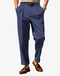 Pantalon homme droit à pinces et revers