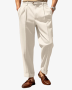 Pantalon homme droit à pinces et revers