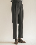 Pantalon homme droit à pinces taille ajustable