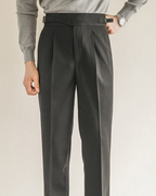 Pantalon homme droit à pinces taille ajustable