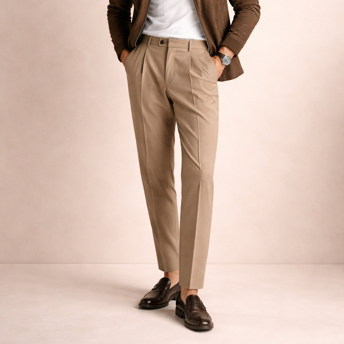 Pantalon homme droit à plis