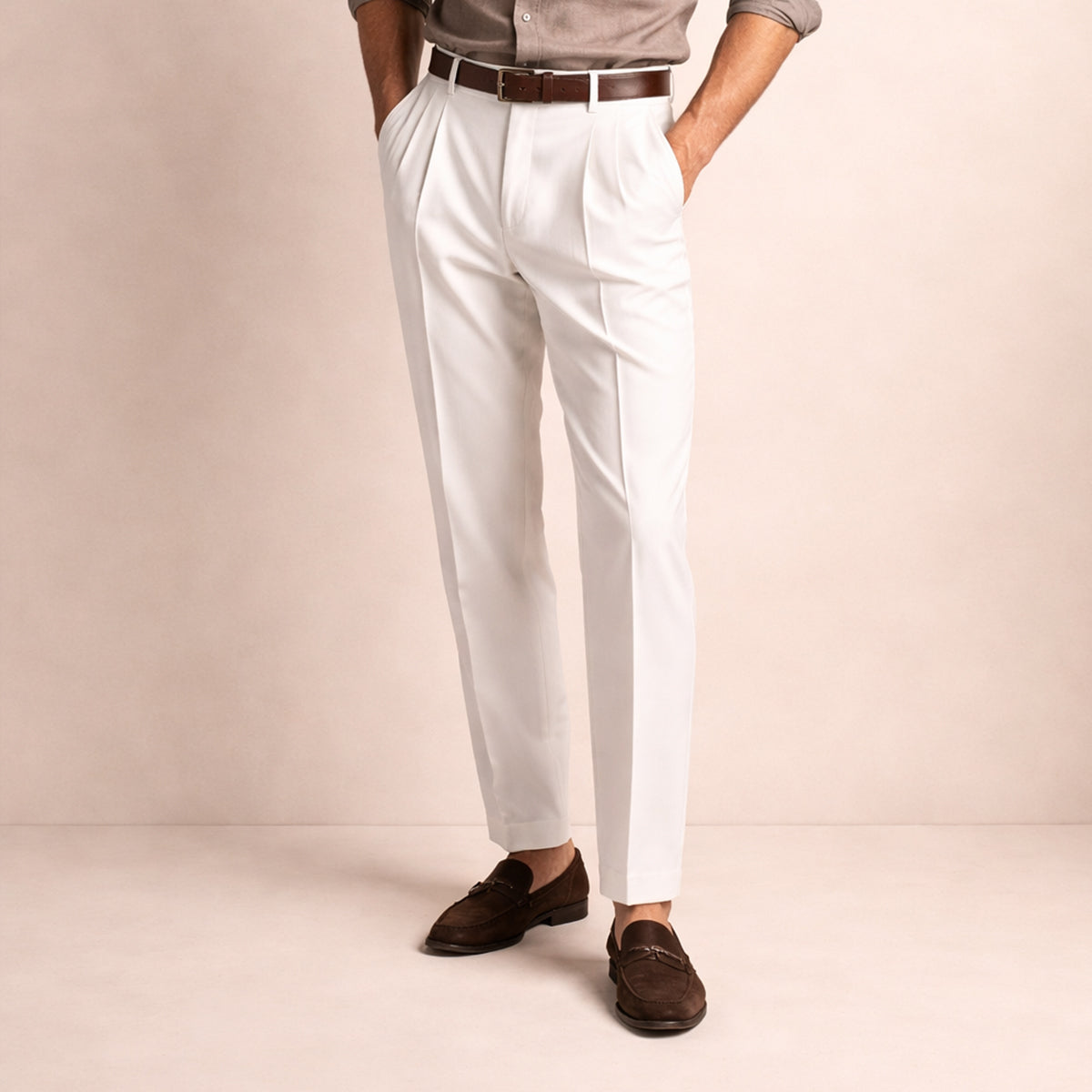 Pantalon homme droit à plis