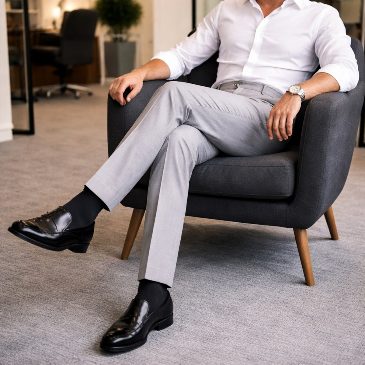 Pantalon homme droit à plis