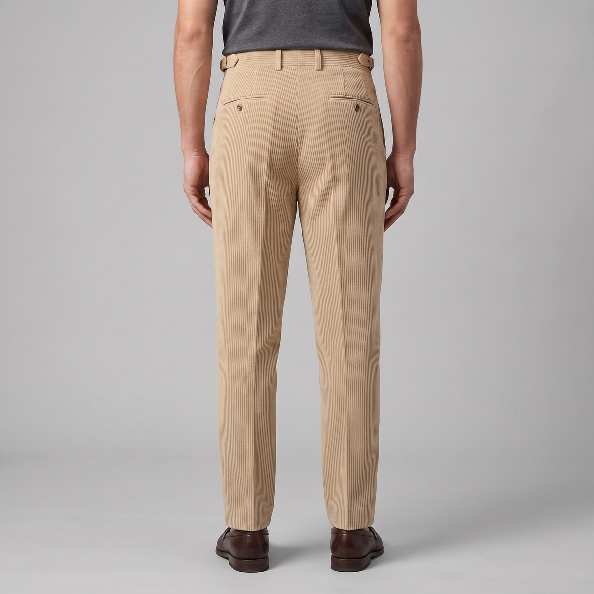 Pantalon homme en velours côtelé à plis