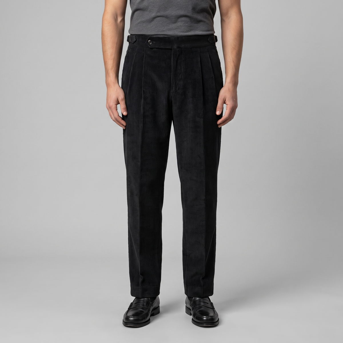 Pantalon homme en velours côtelé à plis