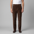 Pantalon homme en velours côtelé à plis