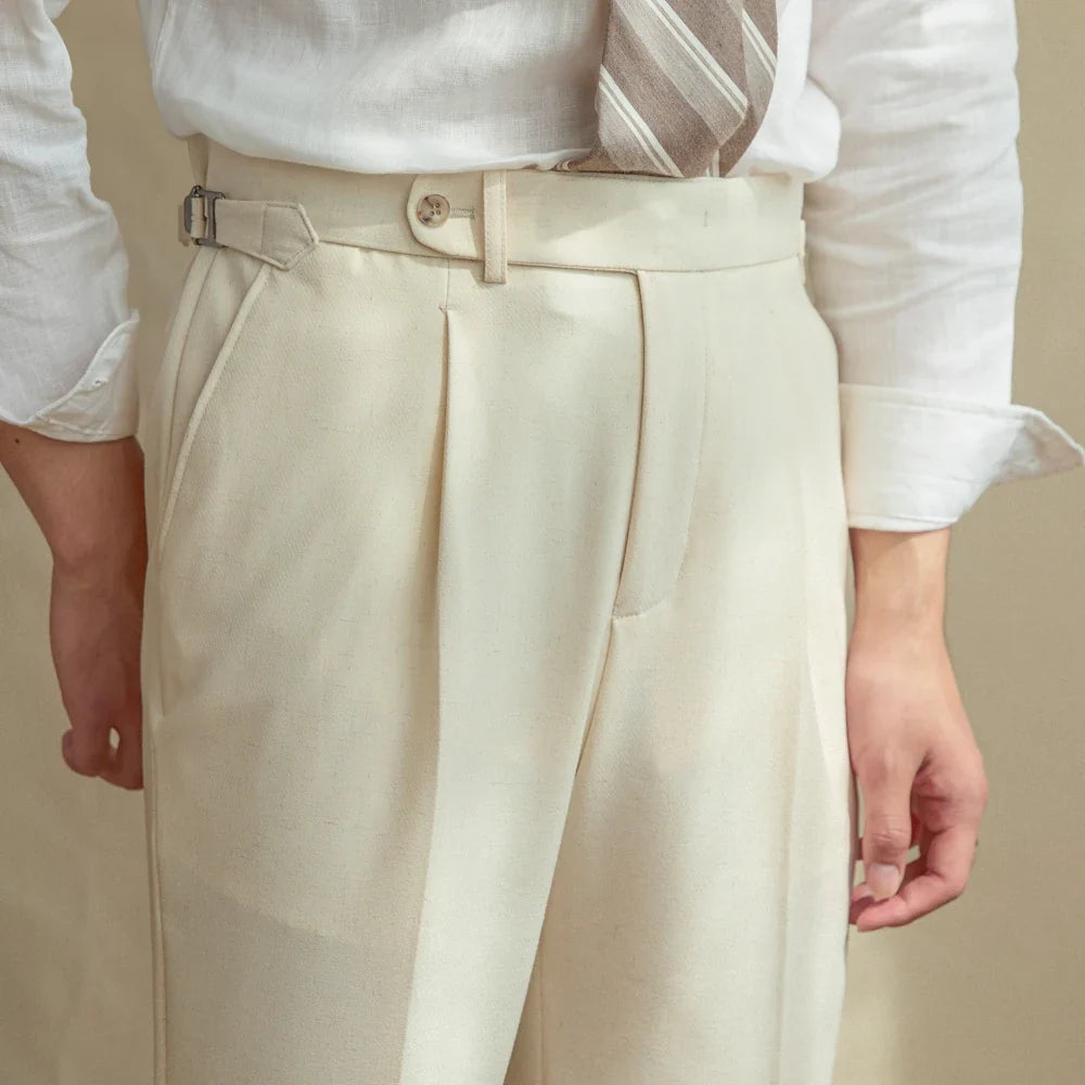 Pantalon homme habillé à pinces taille haute