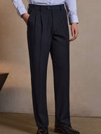 Pantalon homme habillé à pinces coupe droite