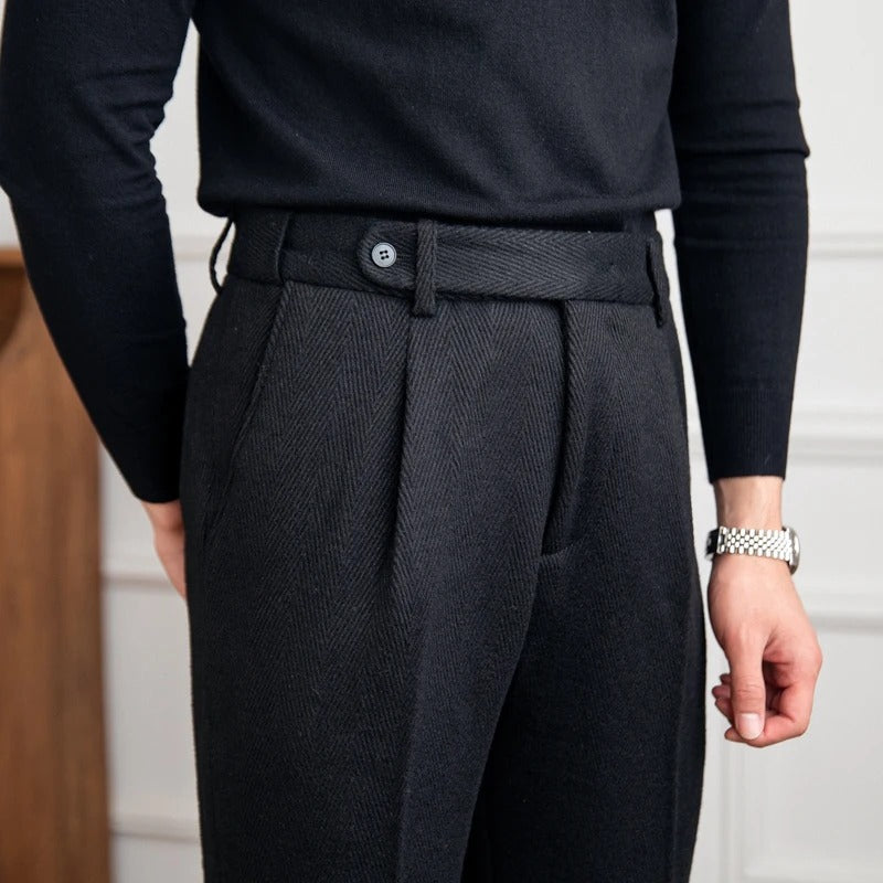 Pantalon homme plissé à revers