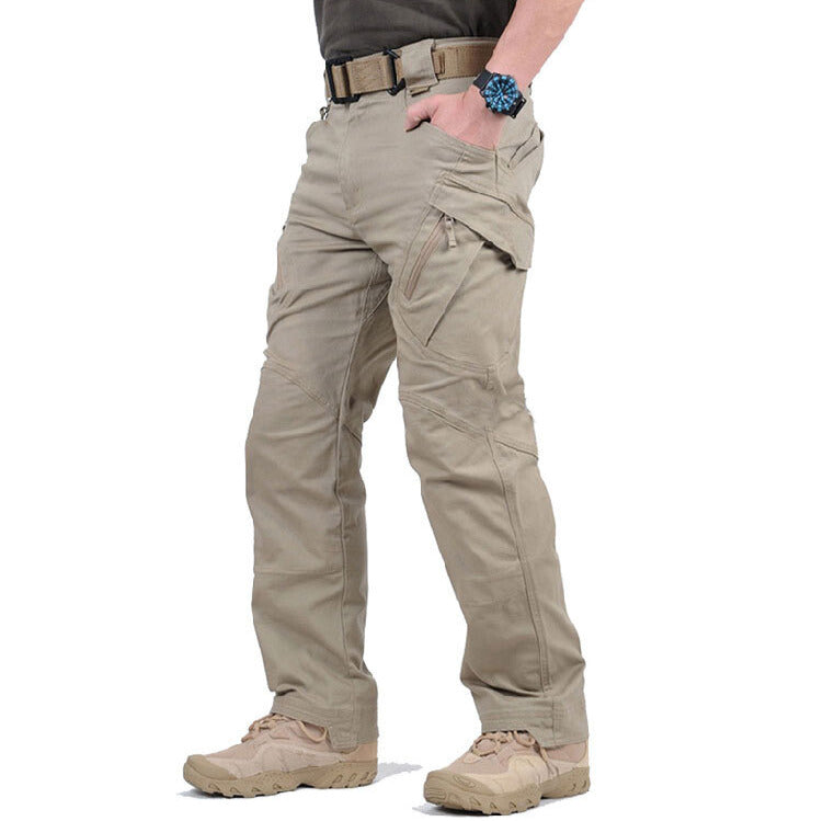 Pantalon homme toile cargo coupe droite multi-poches