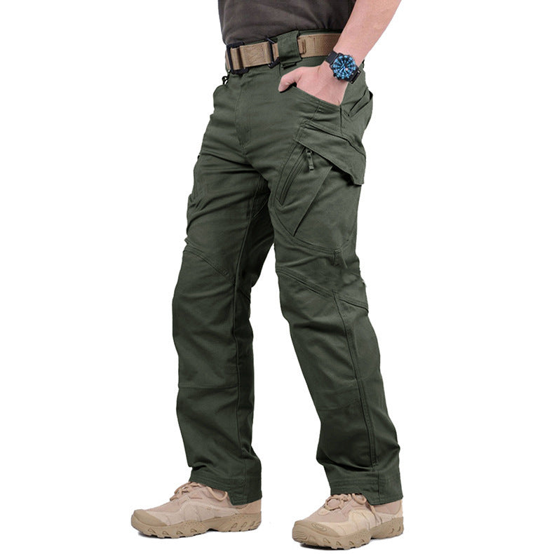 Pantalon homme toile cargo coupe droite multi-poches