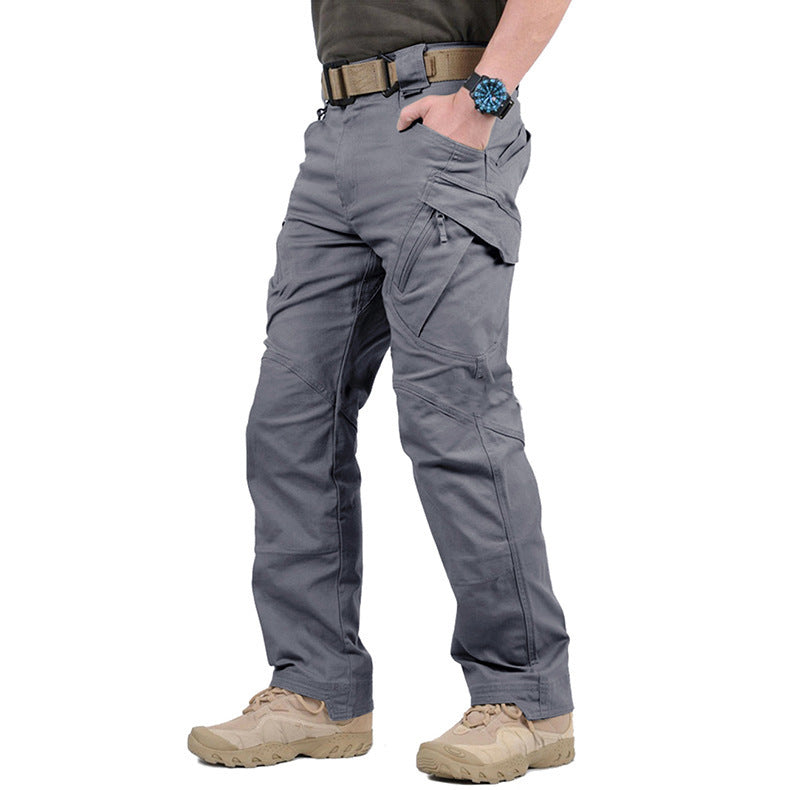 Pantalon homme toile cargo coupe droite multi-poches