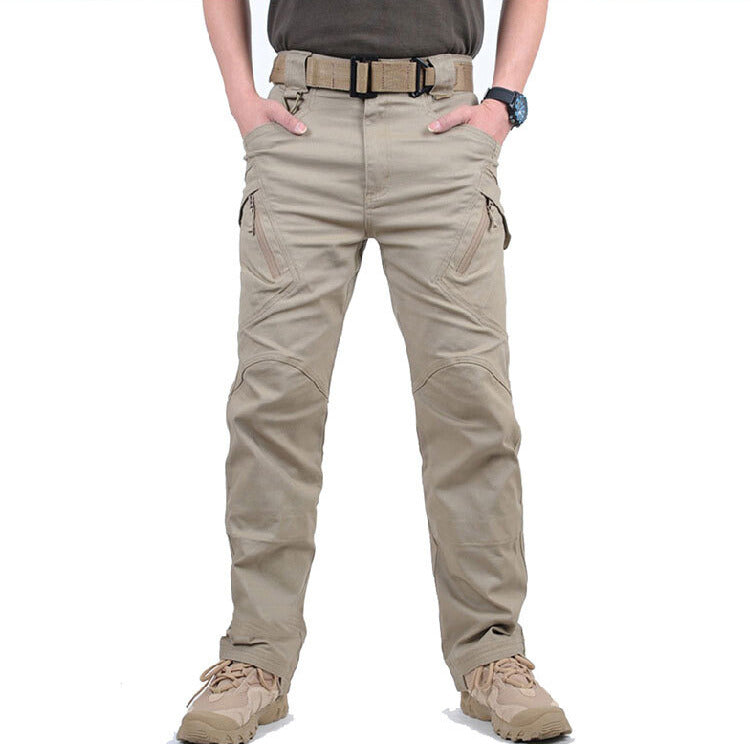 Pantalon homme toile cargo coupe droite multi-poches