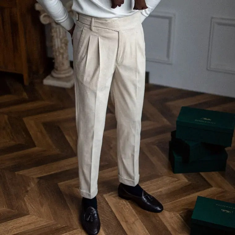 Pantalon homme velours côtelé à plis
