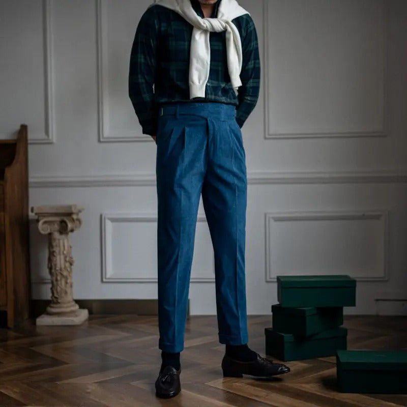 Pantalon homme velours côtelé à plis