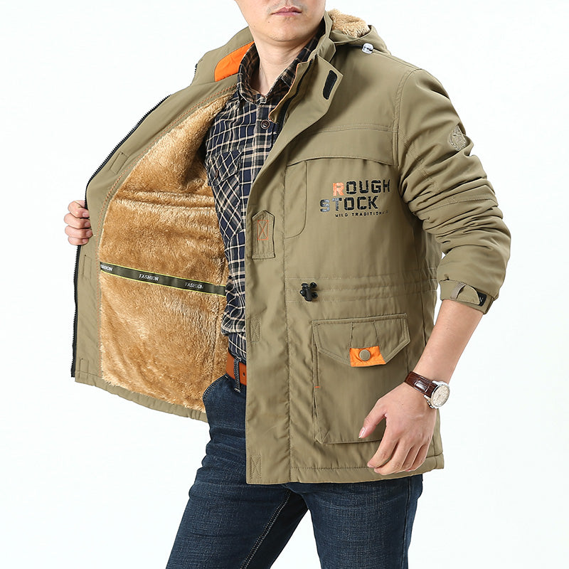 Parka homme doublée à capuche zippée