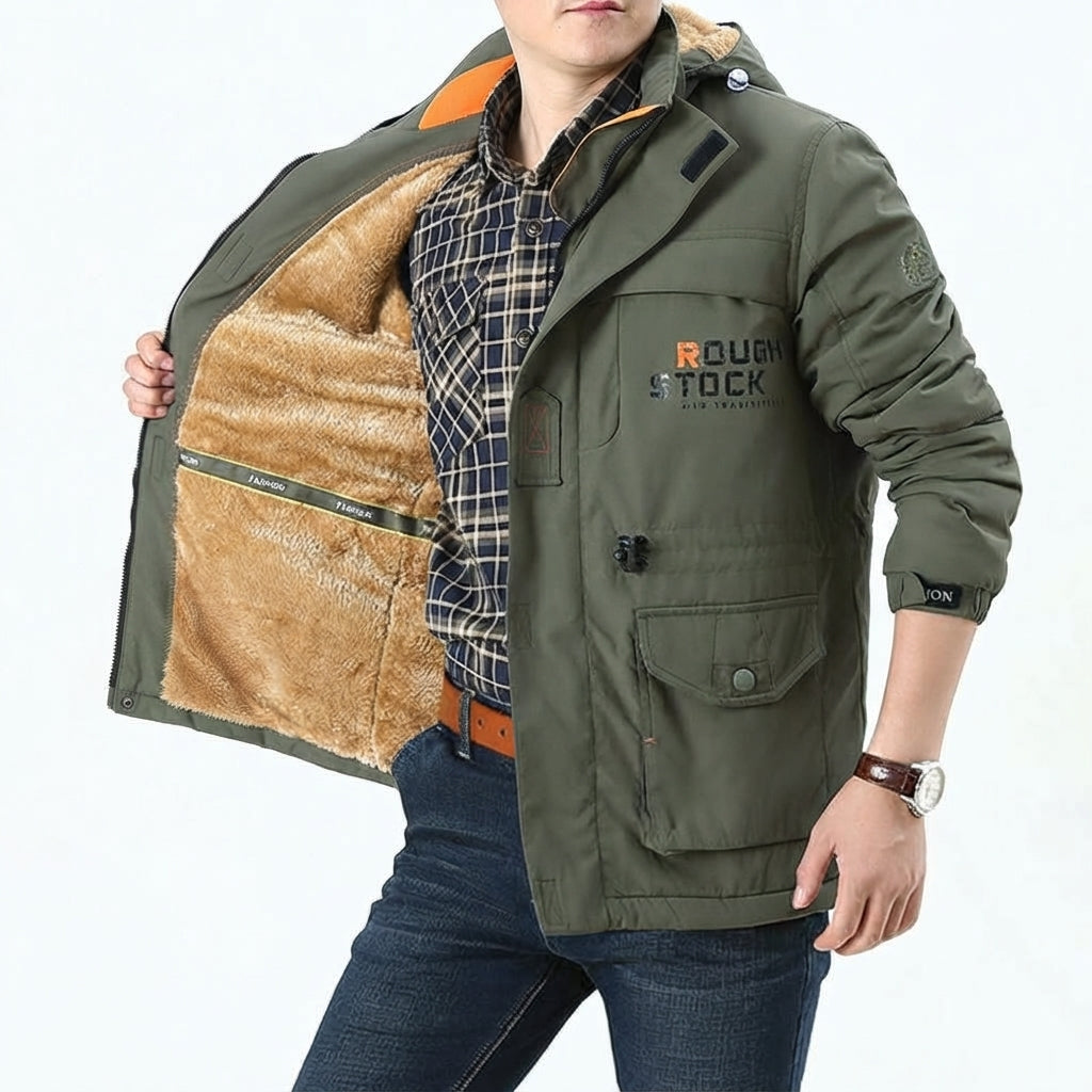 Parka homme doublée à capuche zippée