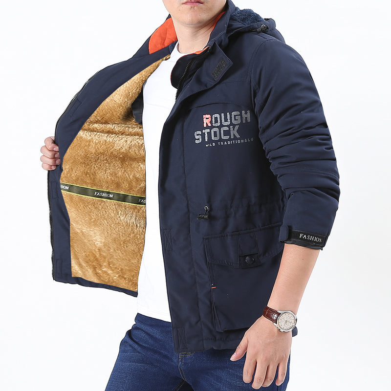 Parka homme doublée à capuche zippée