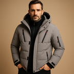 Parka homme matelassée à capuche zippée