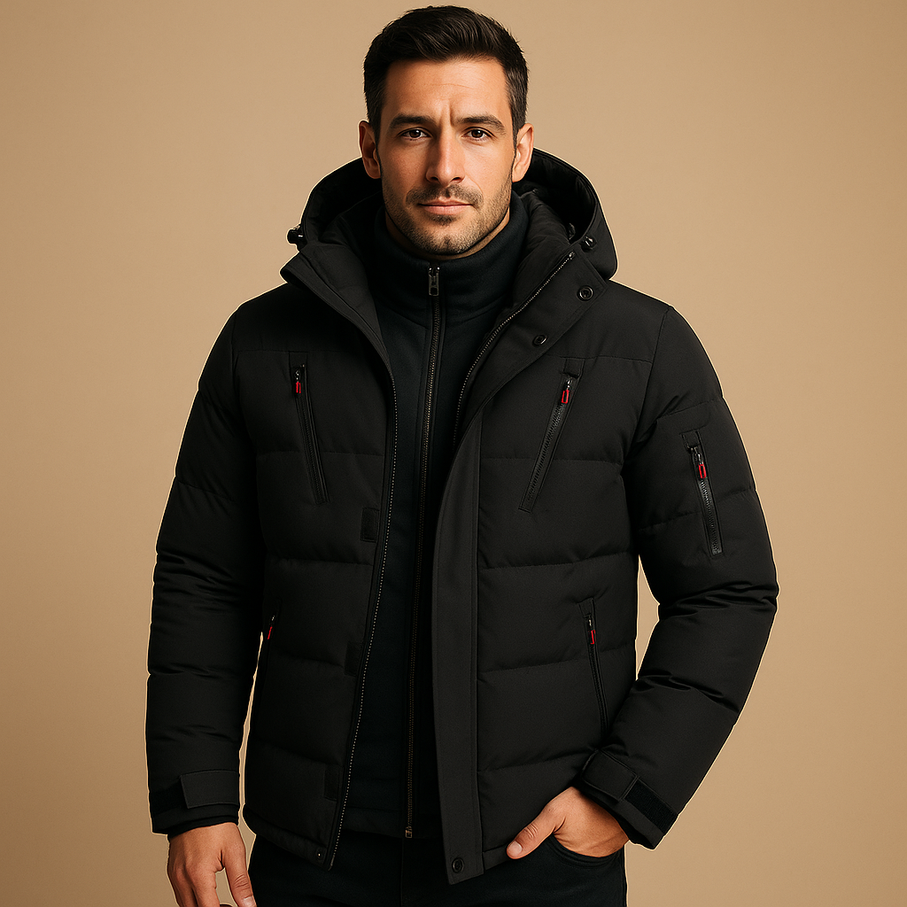 Parka homme matelassée à capuche zippée
