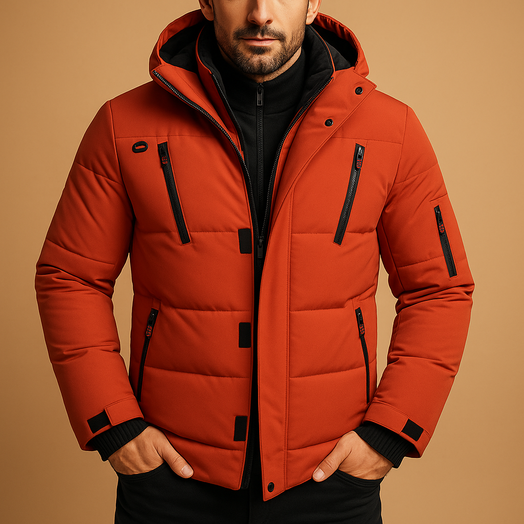 Parka homme matelassée à capuche zippée