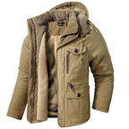 Parka homme toile fourrure synthétique à capuche zippée