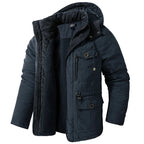Parka homme toile fourrure synthétique à capuche zippée