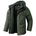Parka homme toile fourrure synthétique à capuche zippée