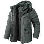 Parka homme toile fourrure synthétique à capuche zippée
