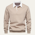 Polo homme à col contrasté manches longues