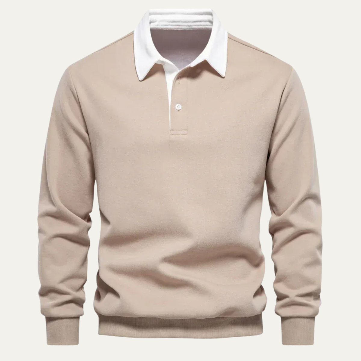 Polo homme à col contrasté manches longues