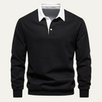 Polo homme à col contrasté manches longues