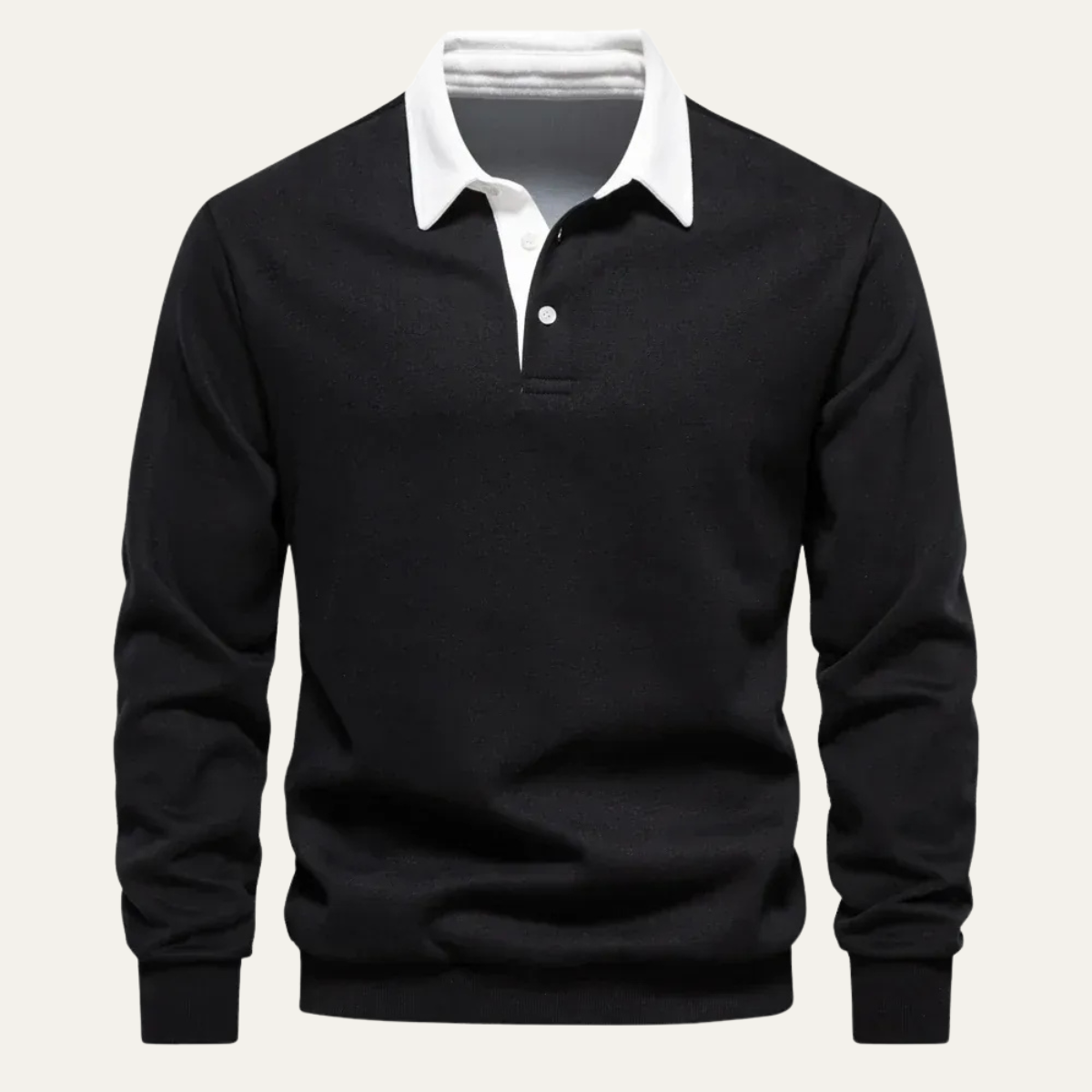 Polo homme à col contrasté manches longues