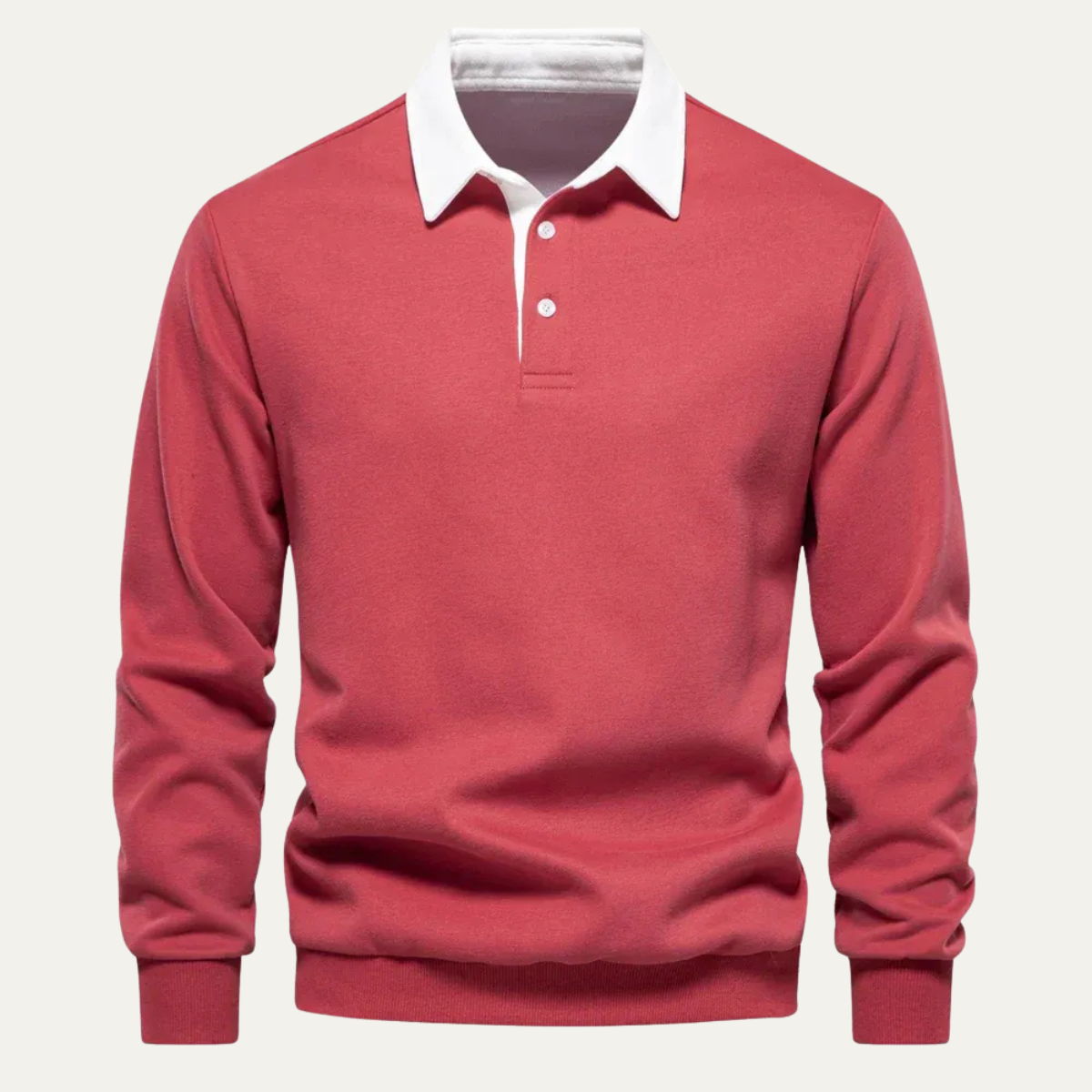 Polo homme à col contrasté manches longues