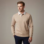 Polo homme à col contrasté manches longues